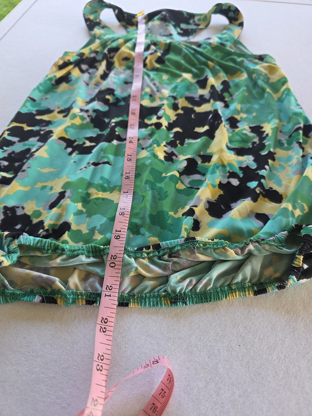 Wrapper Green Yellow Black Patterned Beaded Racerback Tank - Picture 9 of 9